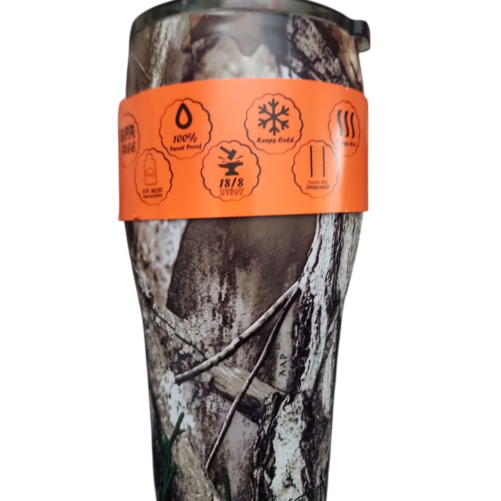 Real Tree Camo 20 oz Double Wall Insulated  Stainless Steel Tumbler (New) - Picture 3 of 6